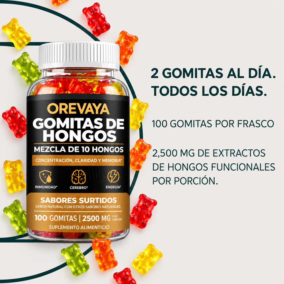Orevaya — gomitas de hongos, beneficios e ingredientes
