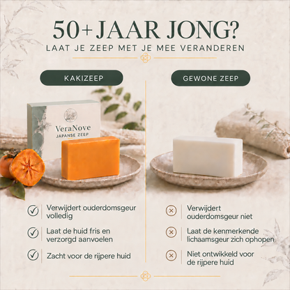 VeraNove kakizeep vergeleken met gewone zeep